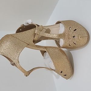 Women's Size 11W Glitzy Gold Glam, Cone Heel with Eyelets